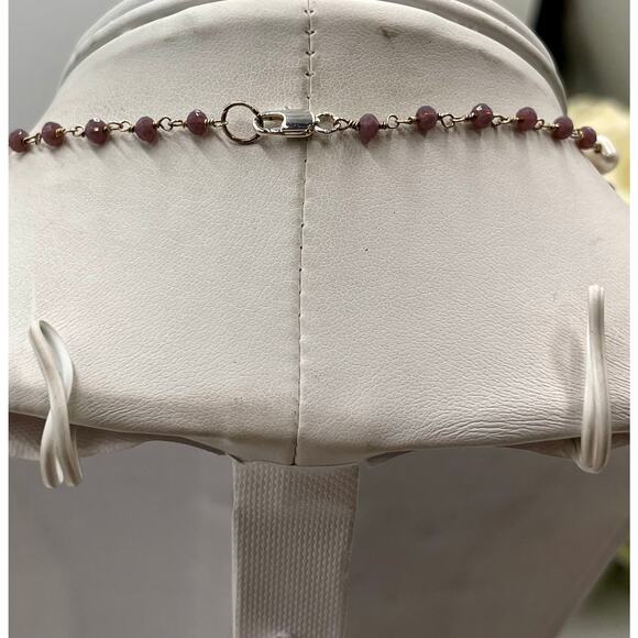 Sterling Silver White Freshwater Pearl Amethyst Beaded Single strand Necklace - Picture 7 of 11